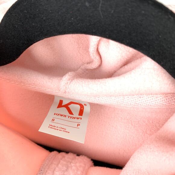 Kari Traa Rothe Hoodie Sweatshirt Womens Size Small Pearl Pink Black Cuffs - Picture 7 of 10